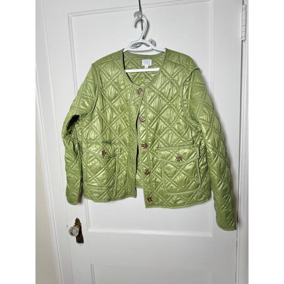 Time & Tru Quilted Lightweight Olive Green Cottagecore Fall Jacket Women’s XL - Picture 1 of 6